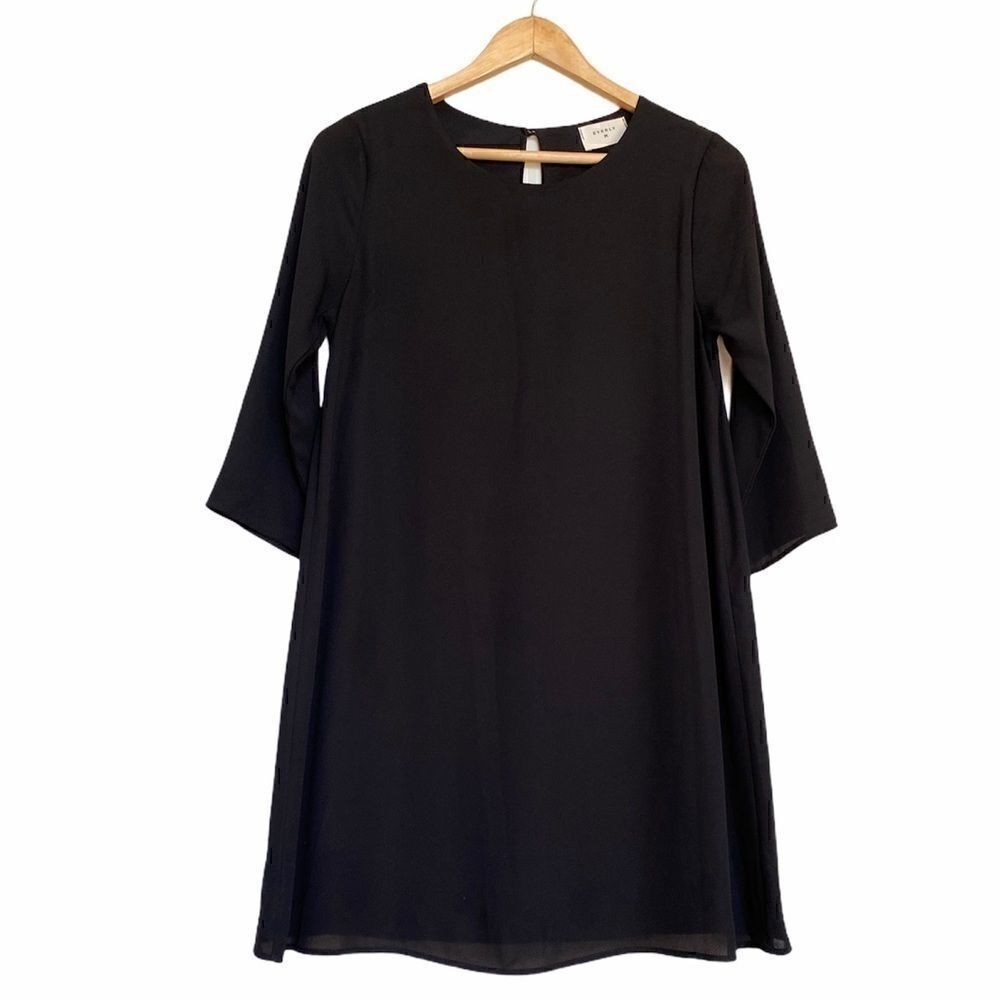 Everly Black Shift Dress 3/4 Sleeves S